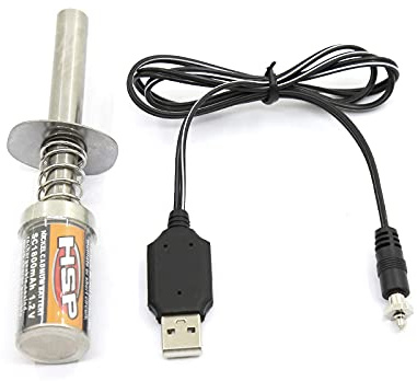 Smallterm Nitro Car Glow Plug Igniter & Charger Set, Aluminum Alloy, for RC 1:10 Nitro 4WD Car, Rechargeable 1.2V 1800mAh, Superior Performance & Durability, Compact & Design