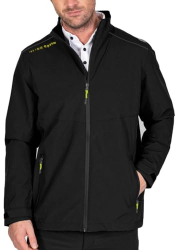 Island Green Men's Waterproof Inner Storm Cuff Golf Jacket, Black, Large