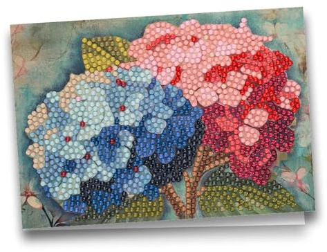 Ideen mit Herz Carte de vœux Diamond Painting Format B6 (11,5 x 16,5 cm) 370 g/m² Avec enveloppe et outils Hortensia