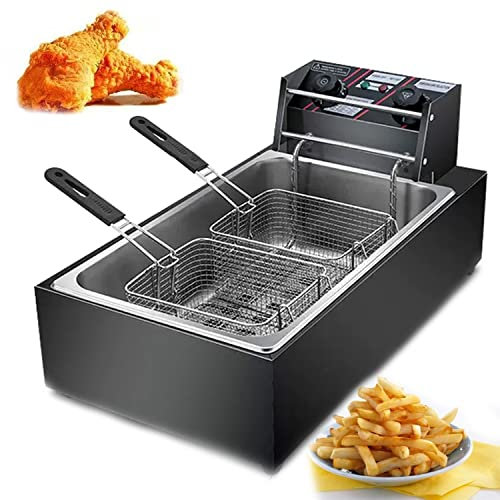 Friggitrice, Padella Elettrica per Chip, Friggitrice con Cestello Rimovibile ed Elemento Riscaldante Professionale, Padella Antiaderente e Controllo della Temperatura Regolabile (Color : 20l)