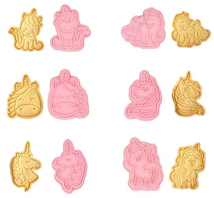 Unicorno Cookie Cutter Set - 6 PCS Stampini Biscotti 3D Formine Biscotti Tagliabiscotti for DIY Decorazioni Accessori