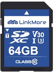 LinkMore 64 GB SD-kamerakort, SDXC-kort XV13, UHS-I, U3, V30, klass 10, kameraminneskort, läshastighet upp till 90 MB/s, skrivhastighet upp till 50 MB/s SD-minneskort