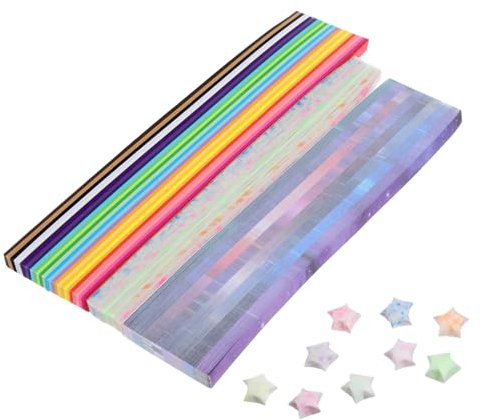 Gogogmee 1290stücke Teiliges Origami Sterne Papierstreifen Mit Farben Farbverlauf Und Leuchtende Sternzeichen Für Diy Partydeko Basteln Und Fröbelsterne Falten Anfänger Geeignet