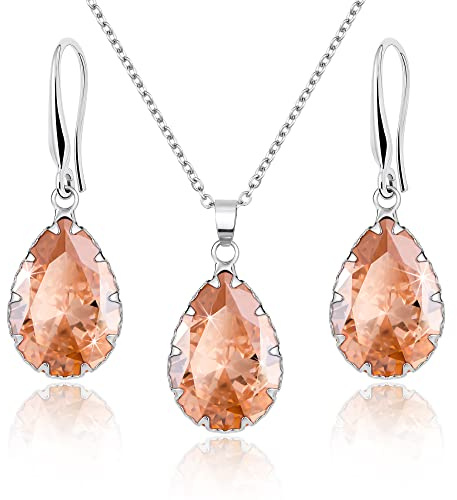 Linawe Set di gioielli da donna, set di orecchini in argento giallo, collana a catena in argento, orecchini da donna, gioielli da sposa da appendere