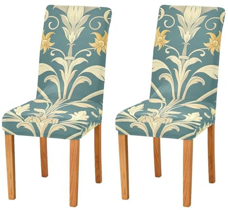 ODAWA Stuhlhussen für Esstisch, Vintage-Blumen-Design, 2er-Set, für Abendkleid, Partykleider