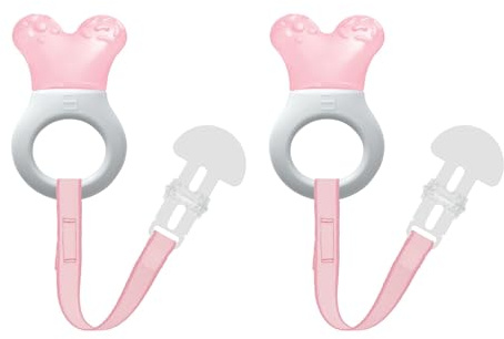 MAM Mini Cooler Baby Teether with Clip (2 Pack) – Cooling Teething Rings for Teething Relief, Lightweight Easy-Grip Design, Reaches Back Teeth, Refrigerator Safe Infant Teething Toy