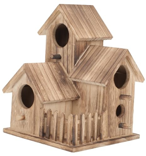 PAMINGONO Nymphensittich Nisthütte für Draußen Wetterfest, Holzbraun | Leicht zu Reinigen, Garten und Veranda, Selbstgemacht Bemalung, Brutplatz für Kleine Vögel