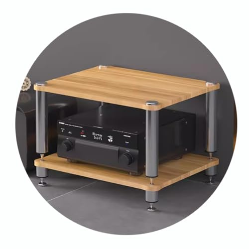 Easnuroz 2/3/4-stöckiges HiFi-Rack AV-Regal Medienregal Mit Verstellbaren Fächern HIFI-Ständer Plattenspieler-Ständer Medienaufbewahrungsregale Audio-Video-Komponenten(Wood color,60*48*40cm(2Tier))