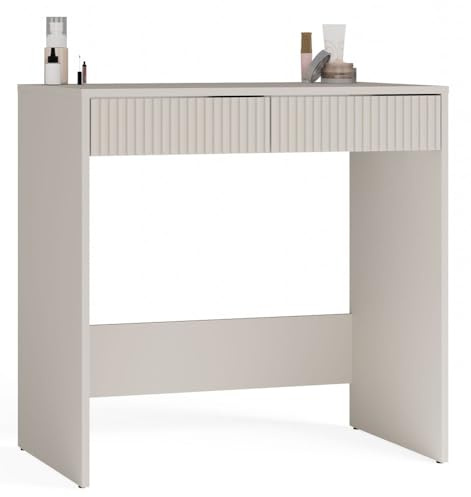 CDF Schreibtisch Mit 2 Schubladen Hellgrau Moderner Kompakter Arbeitstisch Grifflos Für Schlafzimmer Büro Jugendzimmer Kleine Räume Minimalistisch Mit Rollen 81 x 50 x 80 cm
