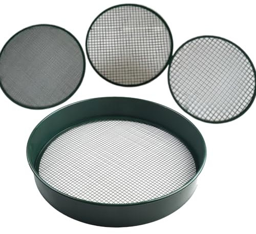 Lot de 5 tamis de jardin, tamis sol 3, 6, 9, 12 mm, en métal, sol remplacement amovible pour jardinage et pierres