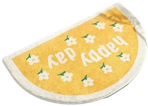 Soft Floor Mats Small Fresh Text Flowers Rugs Home Entrance Carpet Bedroom Toilet Bathroom Door Absorbent Non-Slip Foot Pad(Yellow)