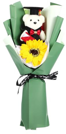 HOLIDYOYO Ramo De Flores De Jabón Suministros para La Fiesta De Graduación 2024 Felpa 2024 Graduado Decoraciones De La Mesa De Graduación Rosa Oso Ramo Artesanal Osos El Plastico Green