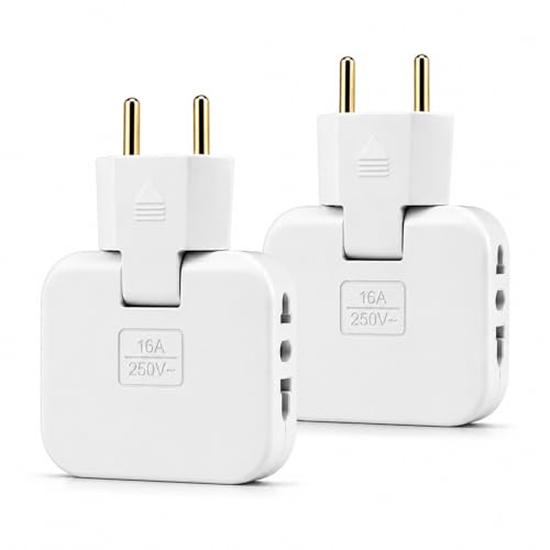 GAEVAZ® Enchufe Múltiple Extraplano | Ladrón Plano Ideal para Espacios Reducidos | Ladrón Múltiple con 3 Tomas (Pack 2)