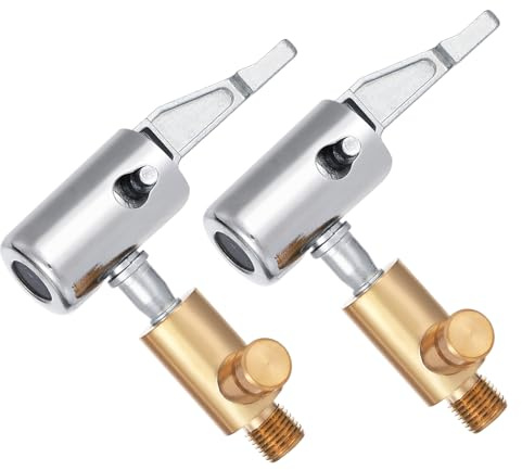 2 Stück Autoventil Adapter, Autoventil Hebelstecker, Air Chuck Messing, Fahrradventil Adapter, Autoluftpumpen Reifenfüller Click Valve, Luftpumpe Aufsatz, Tragbarer Reifenluftfüller Anschluss für Auto