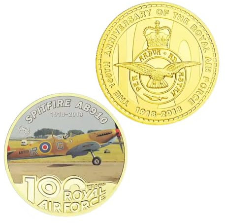 MINHBDER Monedas Conmemorativas del Centenario De La Fuerza Aérea, Chapadas En Oro, Modelo De Avión De Combate, Regalo De Colección Militar.