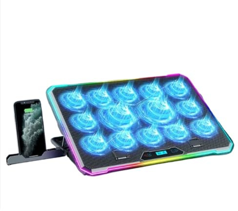jebyltd Laptop Coolers Pad With 13 Light Fan Quiet Operate For 14-21Inch Devices 8Height Setting Laptop Cooling Pad Stand LED Coolers