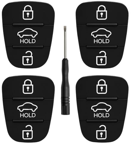 4 Stück Autoschlüssel Tastenfeld mit Schraubendreher, Schlüsselgehäuse Ersatz für abgenutzte Tasten, DIY Reparatur