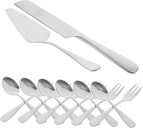 DIYEAH Set de Ustensiles Pâtisserie Inox pour Découpe Gâteau avec Cuillères et Fourchettes Dessert Design Ergonomique et Portable Facile à Nettoyer et Réutilisable
