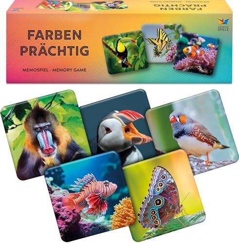 Starnberger Spiele - Farbenprächtig Memospiel für Erwachsene, Kinder | Tier Memo Spiel ab 6 Jahre - Tolles Geschenk für Tierliebhaber - Kartenspiel für die ganze Familie