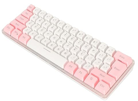 TARSHYRY Mini Clavier, Clavier de Jeu 60% 61 Touches Clavier Clavier de Jeu Filaire RVB RV Small Gaming Keyboard Imitated Technique Mécanique Compact pour Gamer Typeist (Blanc Rose)