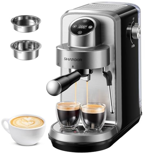 Macchina per caffè espresso per la casa e l'ufficio – 20 bar ad alta pressione con parete automatica Steam, opzioni singole e doppie shot, spugna latte regolabile, Quick Heating, facile da pulire
