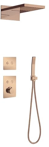 FQYEP Douche Encastrée Thermostatique Colonne de Douche Encastrée Mitigeur Douches Encastre avec Douchette,Or Rose,Un