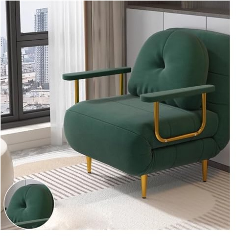 Avkoppling Modern hopfällbar bäddsoffa, med multifunktionellt justerbart ryggstöd, konvertibel vilstol, lämplig for vardagsrum, sovrum Sömn(Green,80cm)