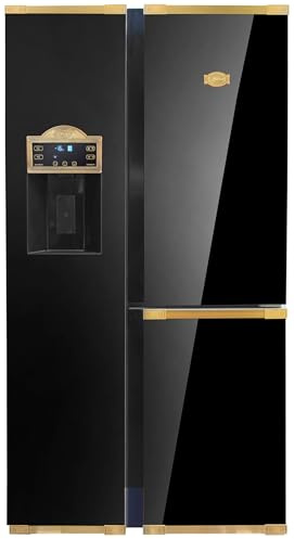 Kaiser Side-by-Side Kühlschrank KS 90300 AD Bio • Art Deco Kühl-Gefrierkombination 538L • No Frost • Fresh ICE System • Inverter-Kompressor • Anthrazit Glas Antique Gold