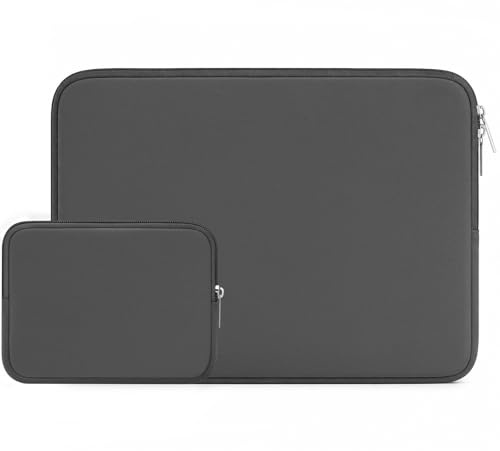 RAINYEAR Housse pour Ordinateur Portable 15,6 Pouces Petit Sac, Gris | Housse souple avec protection de fermeture éclair, compatible avec les Ultrabooks et Chromebooks Notebooks de 15,6 pouces