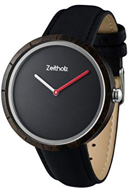 Zeitholz Unisex Holzuhr - Modell Sebnitz, Handgefertigt aus 100% natürlichem Sandel mit Quarzwerk - Leichte analoge Holzuhr für Herren und Damen - Verstellbares Band passt für jedes Handgelenk