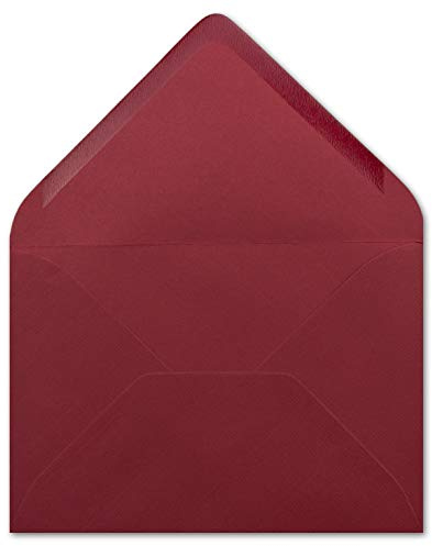 25 DIN B6 Briefumschläge Dunkelrot mit gerippter Struktur - 12,5 x 17,5 cm - 100 g/m² Nassklebung für Weihnachten, Grußkarten - Glüxx-Agent