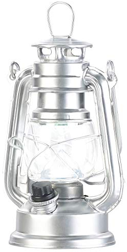 Lunartec Torch Lights - GUIDATO Lanterna: Mini dimmabile- Lampada LED Tempesta, Silver, Funzionamento a Batteria, 200 Lumen (Lanterna di uragano Elettrico, Lanterne del Vento, Torcia elettrica)