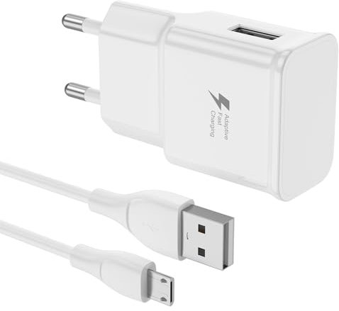 BERLS Chargeur Micro USB Charge Rapide Compatible avec Samsung Galaxy A10 S7 S6 Edge J6 J5 J3, Xiaomi Redmi 9A, pour Huawei, Universel Android Telephone Tablette Adaptateur Secteur avec Câble de 1,2 m