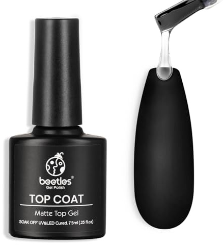 Beetles Top Coat Matt 7.5 ml, Matter Top Coat UV Gel nagellack matt transparent Soak Off Lampe mattes Finish und langanhaltender Halt Nageldesign DIY Maniküre Geschenk für Damen