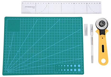 Set di 5 taglierini rotanti per Tessuti rotanti da 30,5 cm, Righello da 30,5 cm, Righello per trapuntatura Fatto a Mano, Kit di Strumenti per Tagliare Carta, Tessuto, Pelle, Utensili per Cucito