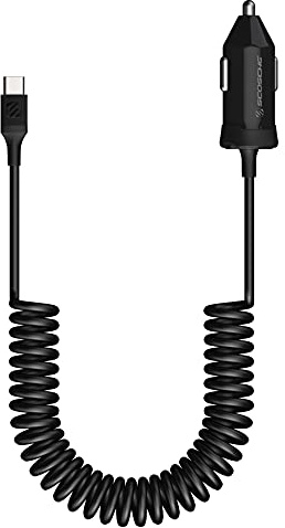 Scosche CPDC203 PowerVolt 20-Watt USB Type-C Power Delivery 3.0 Fast Car Charger with Attached 3-Foot Adjustable Coiled Cable for All USB-C Devices