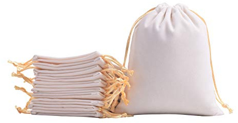 KONMAY 10 Stück Cream weicher Samtbeutel Schmuckbeutel mit Kordelzug, 20x25cm Samt Säckchen Hochzeit Party Geschenksäckchen