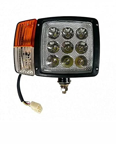 J/J Phare Avant Conduite + Clignotant LED 12V-24V 27W Droit Cable avec Prise a 4 Broches Universels Pour Agricole Tracteur Excavatrice Moissonneuse