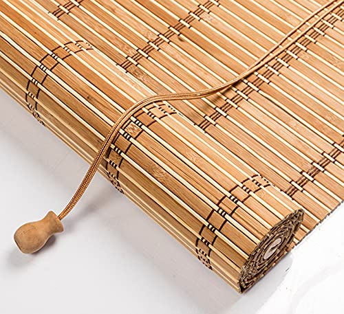 Tende a Rullo in bambù Naturale,Cortina di bambù retrò,Tapparella Avvolgibile Bamboo,Veneziana per Finestre,Parasole per Balcone,per Esterno/Ristorante/Cucina/Portico/Giardino (65x180cm/27x71in)