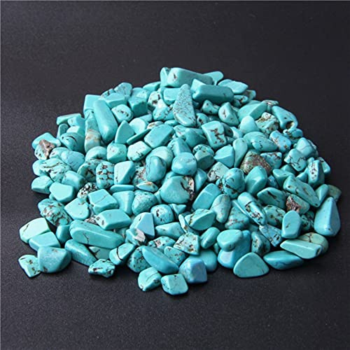Natural 500 pcs Turquoise No Hole Undrilled Irregular Chip Gemstone Beads Rock Gravel Crystal Tumble Minerals Gravel Specimen Energy Decorative Stone Fish Tank Stone