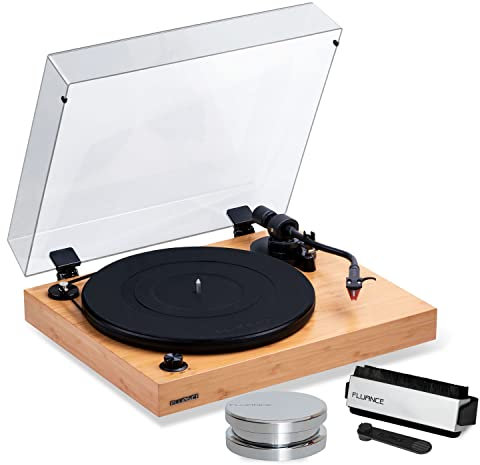 Fluance RT83 Reference High Fidelity Vinyl Turntable Record Player with Ortofon 2M Red Cartridge, Speed Control Motor, Record Weight, 3 in 1 Stylus and Record Cleaning Vinyl Accessory Kit