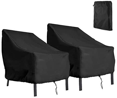 Gicov Housse de chaise de terrasse, Protège Fauteuil, Housses de Protection pour Meubles d'Extérieur, Imperméable, Robuste, Résistante aux UV et aux Intempéries, pour Meubles de Jardin (2)