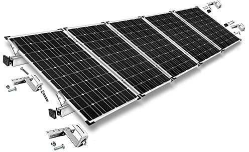 Offgridtec Dachziegel-Montagesatz für Schrägdächer, Edelstahl- & Aluminium-Befestigungssystem mit 3-Wege verstellbaren Dachhaken, für gerahmte Module bis 1134 mm (Set für 5 Module, 30 mm Rahmenhöhe)
