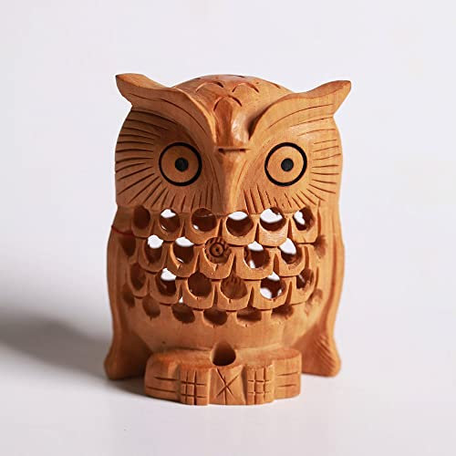 MOMOJIA Adorno De Mesa De Búho De Arte De Boj Tallado A Mano De 13cm, Adorno De Gabinete De Vino For Decoración del Hogar, Adornos De Jardín (Color : Style 3)