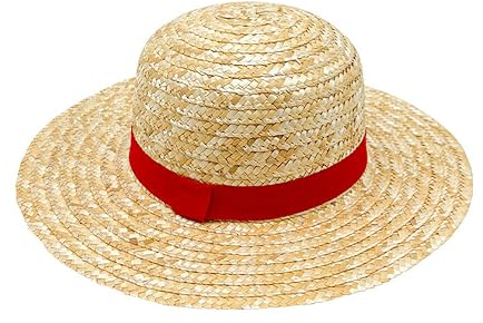 thematys One P. Luffy Hut Hat Monkey D. Ruffy Strohhut Piratenhut aus Stroh Anime Manga Cosplay Karneval Festival Netflix Serie