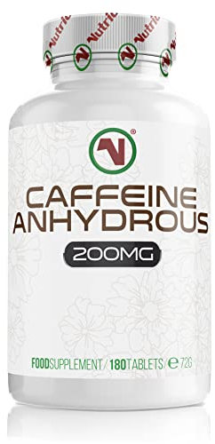 Nutriodol® Caffeine Pills 200mg 180 Tablets | Energy Boost & Exercise Support Pre Workout | Improve Focus & Alertness | Vegan EU Made | GMP Approved