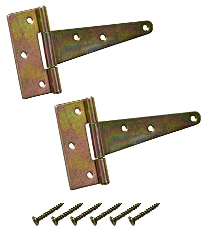 BRESKO Kreuzgehänge verzinkt Scharnier Torband Türband Ladenband T-Scharniere T-Bänder 2er Set mit Schrauben (125x35x80 mm)