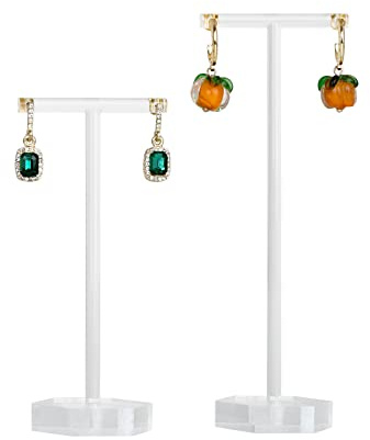 GemeShou Klarer Ohrring-Halter für Mädchen, 2-stückige Acryl-Ohrring-Organisator-T-Bar-Ständer, Transparente Schmuck-Display-Ständer zum Verkauf von Ohrringen [2-stückige]