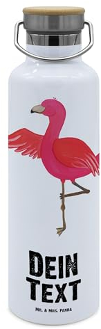 Mr. & Mrs. Panda Personalisierte Trinkflasche Flamingo Yoga - Geschenke, Rosa, Flasche Mit Gravur, Baum, Namen, Selbst Gestalten, Namaste, Aufgeregt, Yogi, Edelstahl, Vogel