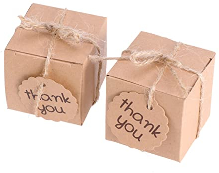 jojofuny 20stücke Quadratische Dankeschön-süßigkeitenboxen Aus Kraftpapier Mit Dankeskarte Für Hochzeitstische Partygeschenke Leckereien Wie Und Kekse Umweltfreundliches Material Für Sicher